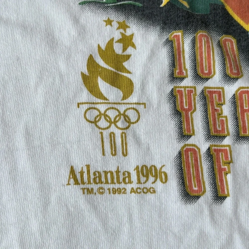 Olympics Shirt Men Extra Large 96 Atlanta 100th Vintage Hanes ‎ Single Stitch